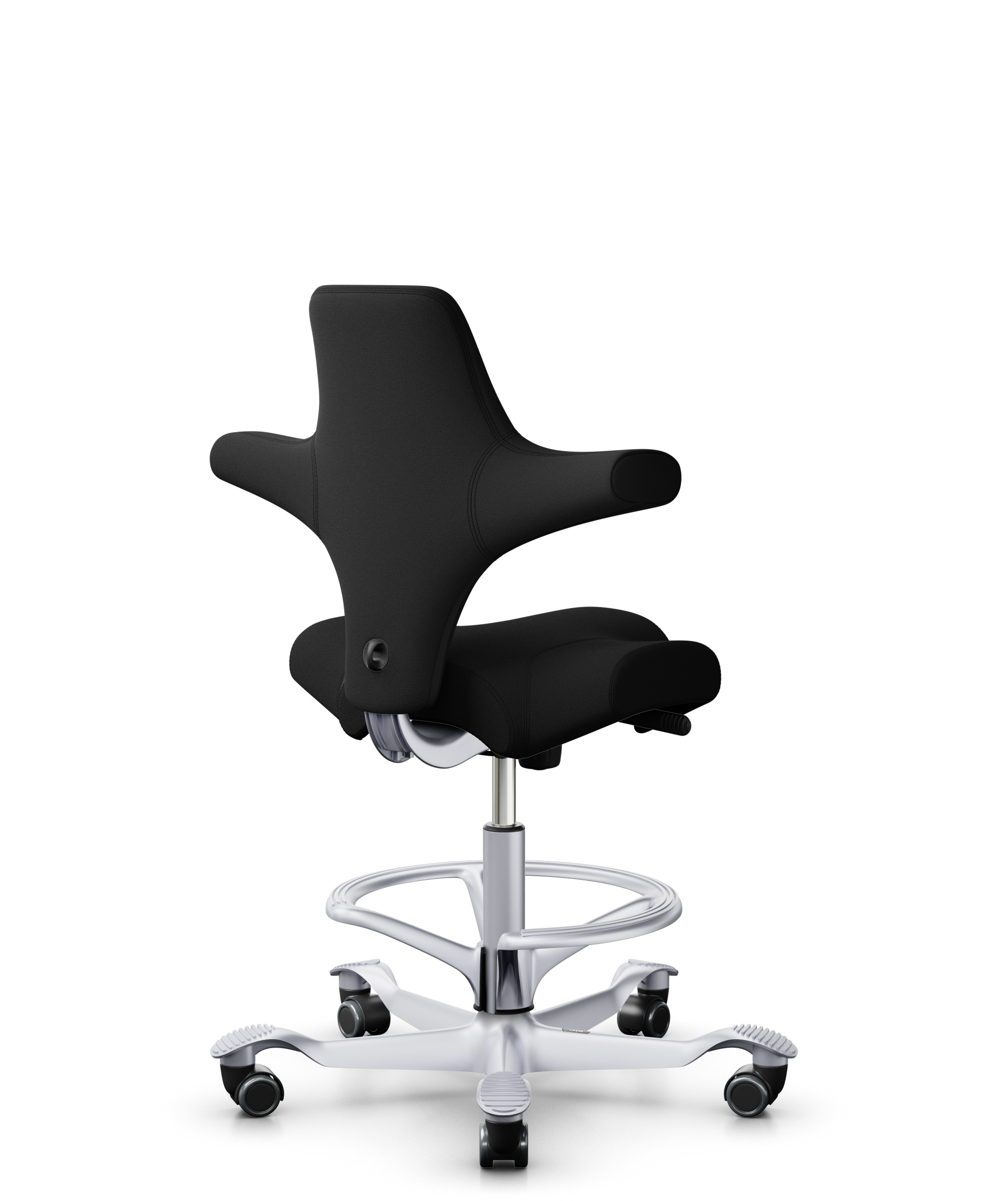 HAG Capisco 8106 Counter Stoff Xtreme Schwarz Gestell Silber mit Fußring