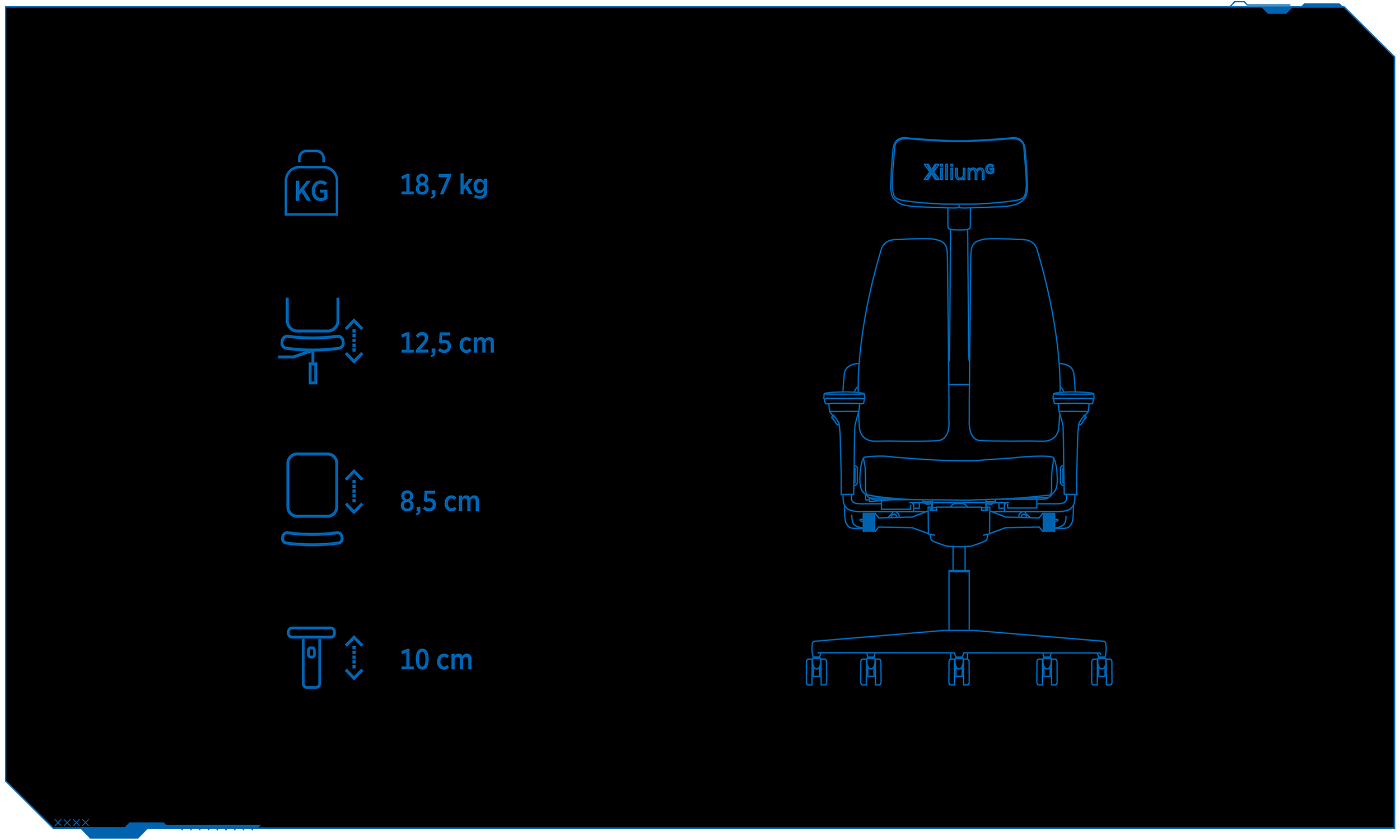 NowyStyl XiliumG Gaming Drehstuhl Duo-Back Blue Edition Sofort Lieferbar